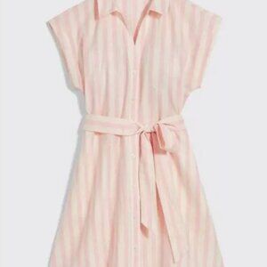 Draper James Women's Sz. 1X Trisha Shirtdress In Cabana Stripe Light Pink NWT